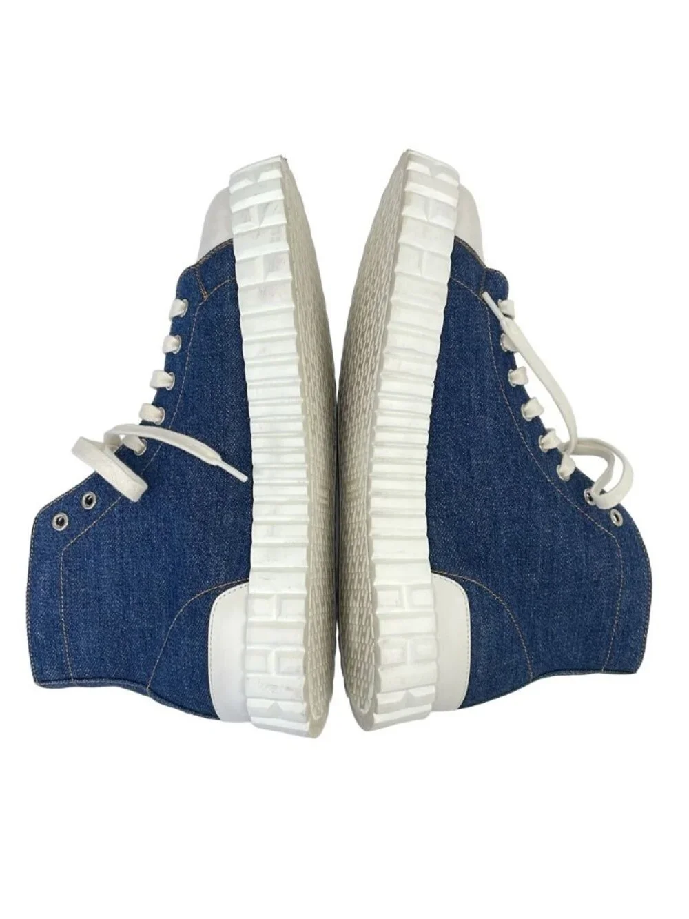 Hermes Climb Denim High Cut Sneakers 41.5 Indigo